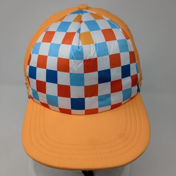 Checkered Strapback Hat Multicolor One Size Adjustable Strap Vented Holes - Picture 2 of 9